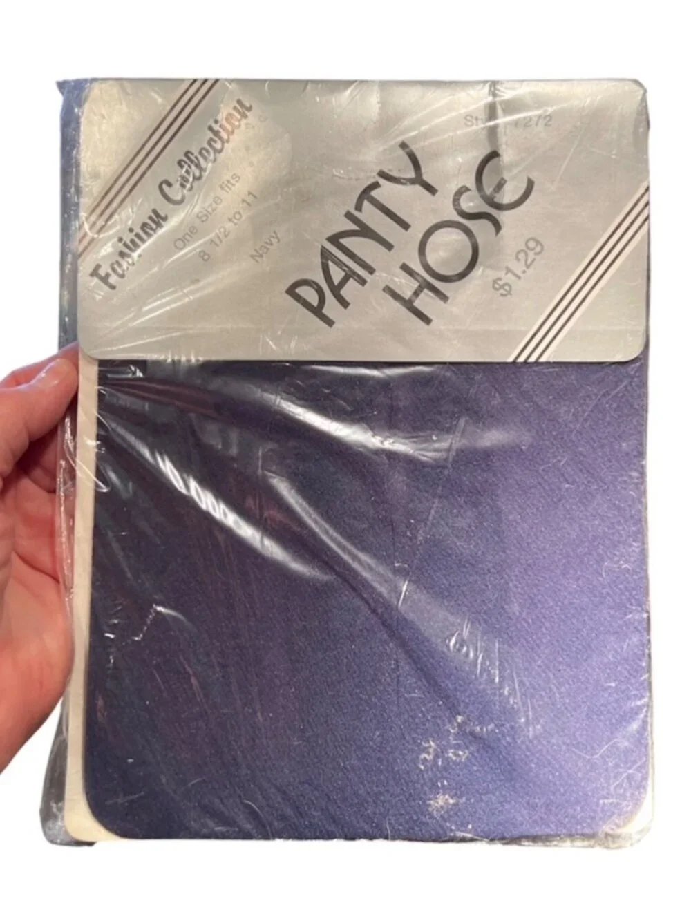 Fashion Collection Navy Pantyhose Style 7272 Fits 8 1/2 To 11 USA VTG